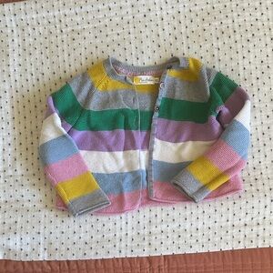 Mini Boden Girls' Pastel Rainbow Stripe Cardigan - Multicolor